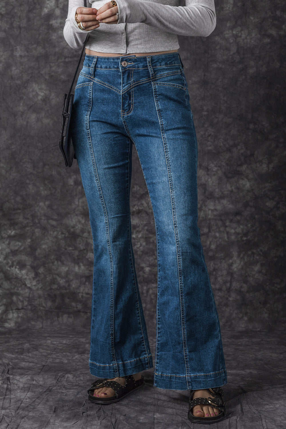 High Waist Seam Flare Jeans