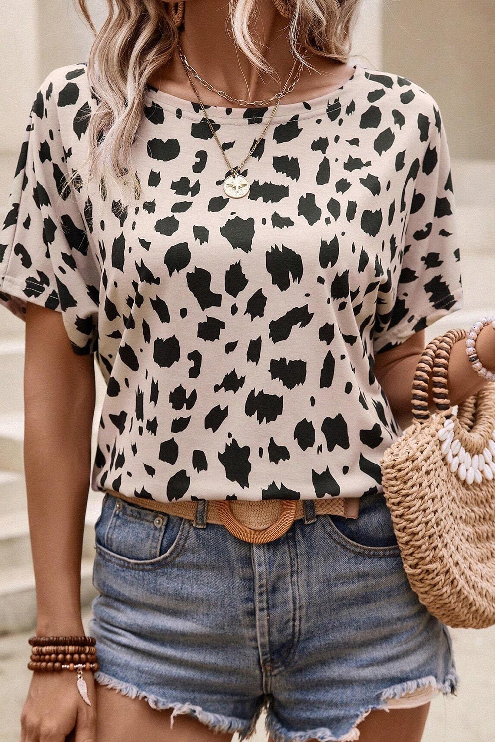 Leopard Twist Cutout Back T-Shirt