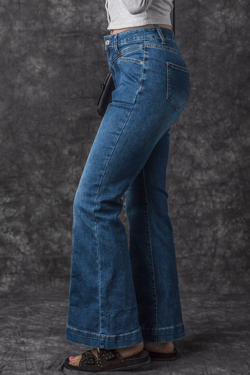 High Waist Seam Flare Jeans