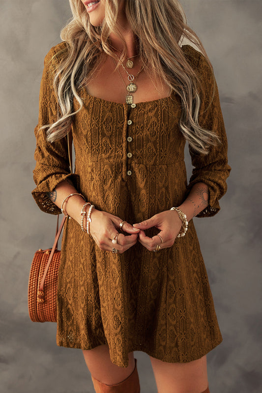 Chestnut Crochet Mini Dress