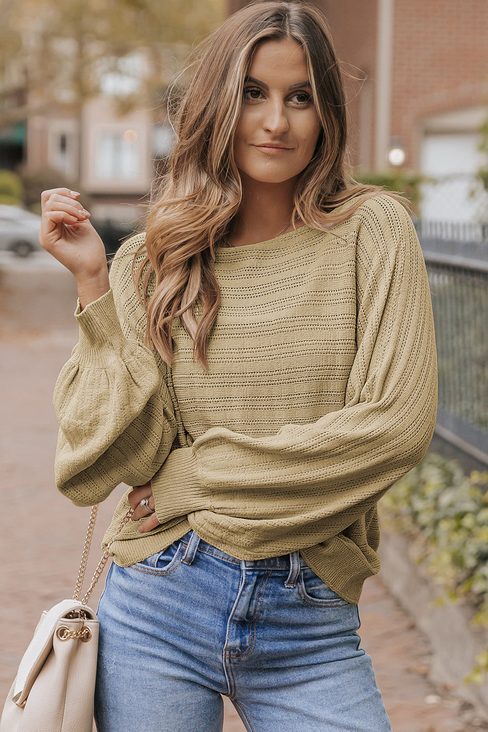 Lantern Sleeve Knit Sweater